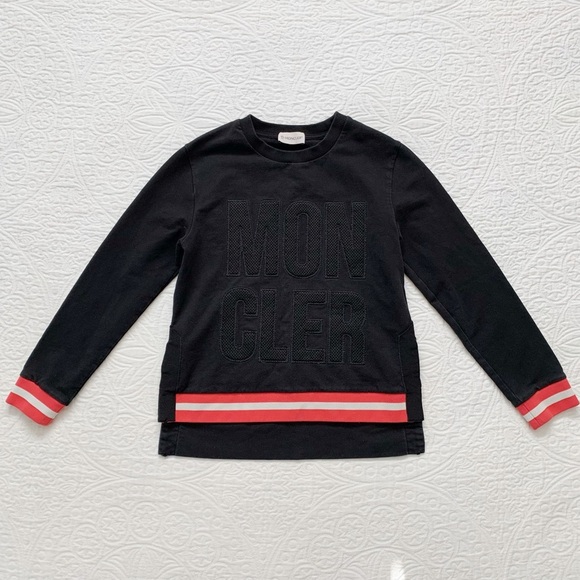 Moncler Girls' Big Logo Sweatshirt, Black‎ - Picture 1 of 10